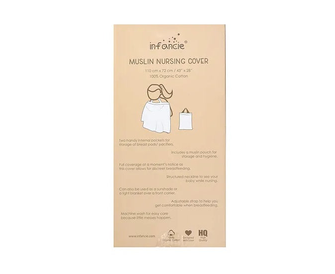 Infancie Organic Muslin Nursing Cover with Storage Pouch