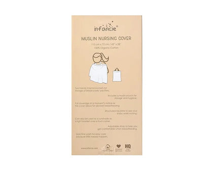 Infancie Organic Muslin Nursing Cover with Storage Pouch