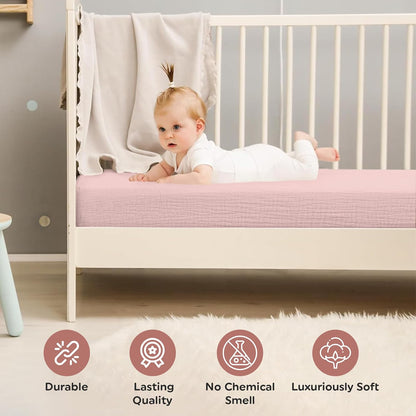Infancie 2 Pieces Organic Muslin Fitted Crib Sheets