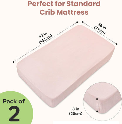Infancie 2 Pieces Organic Muslin Fitted Crib Sheets