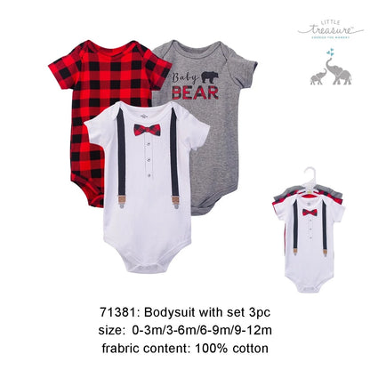 Little Treasure 3 Pack Bodysuit Onesies (71381/Bow Tie)