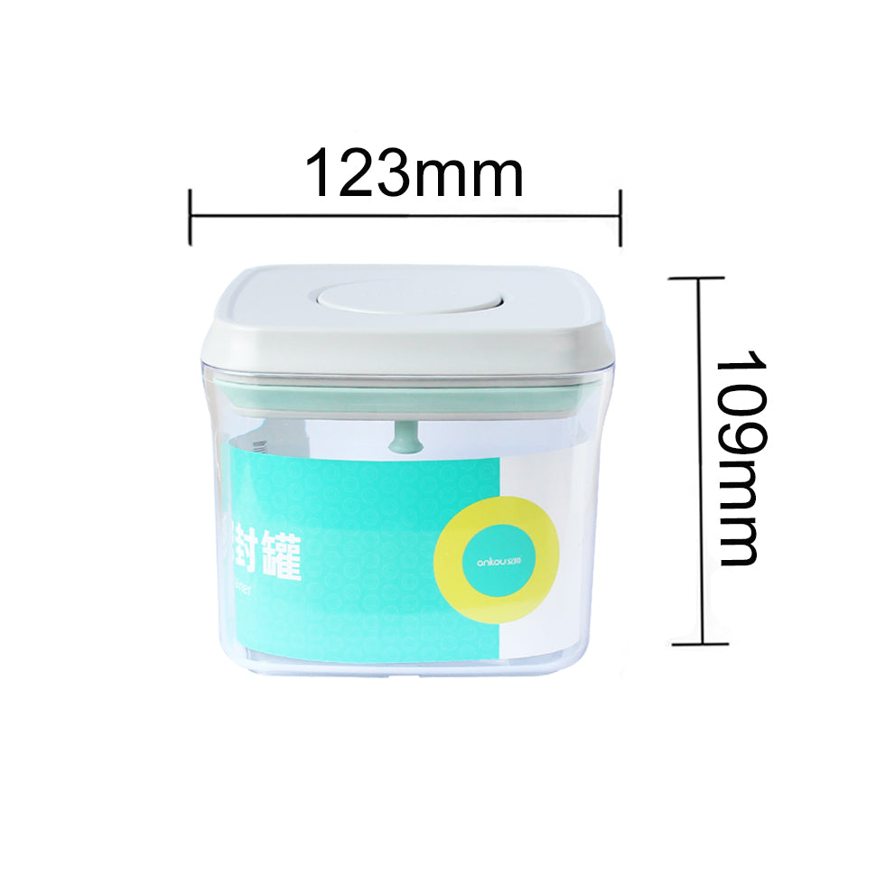 Ankou Airtight 1 Touch Button Clear Container With Scoop and Holder 850ml (Square)