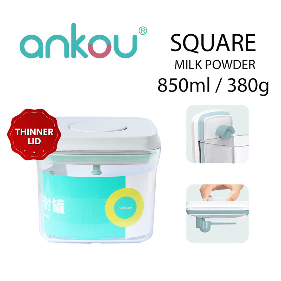 Ankou Airtight 1 Touch Button Clear Container With Scoop and Holder 850ml (Square)