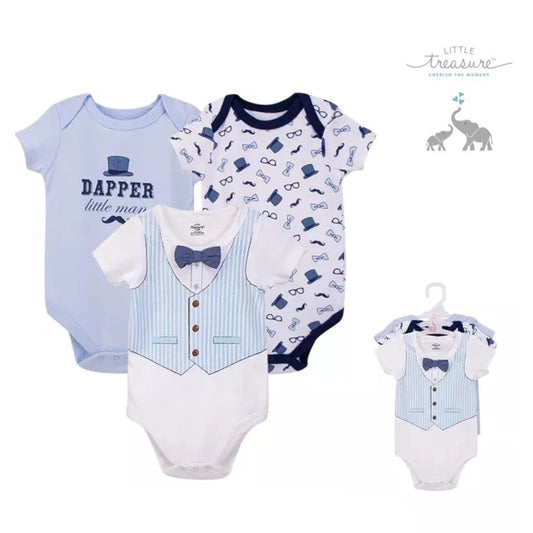 Little Treasure 3 Pack Toddler Onesies Bodysuit - Dapper Little Man 72736