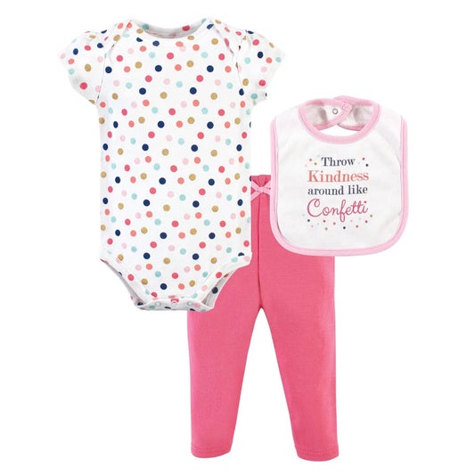 Little Treasure Bodysuit, Pant and Bib Set Kindness 71236