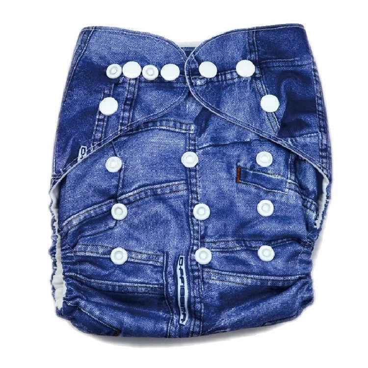 Luvable Friends Printed Cloth Diaper ((Denim Blue)