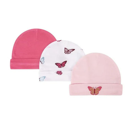 Hudson Baby 3 Piece Infant Caps (00866CH/Butterfly)