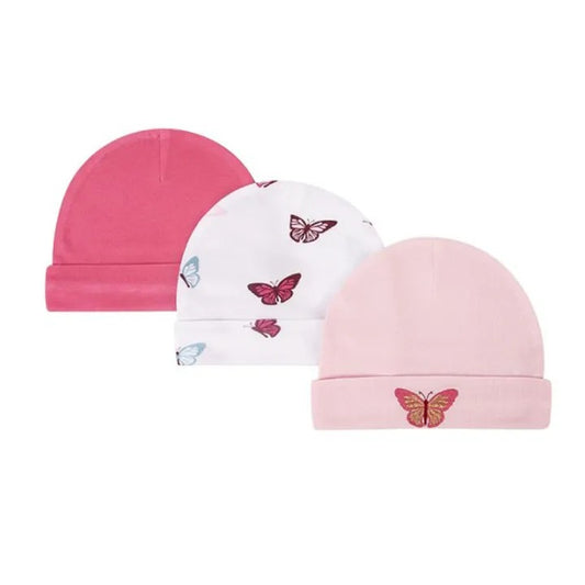 Hudson Baby 3 Piece Infant Caps (00866CH/Butterfly)