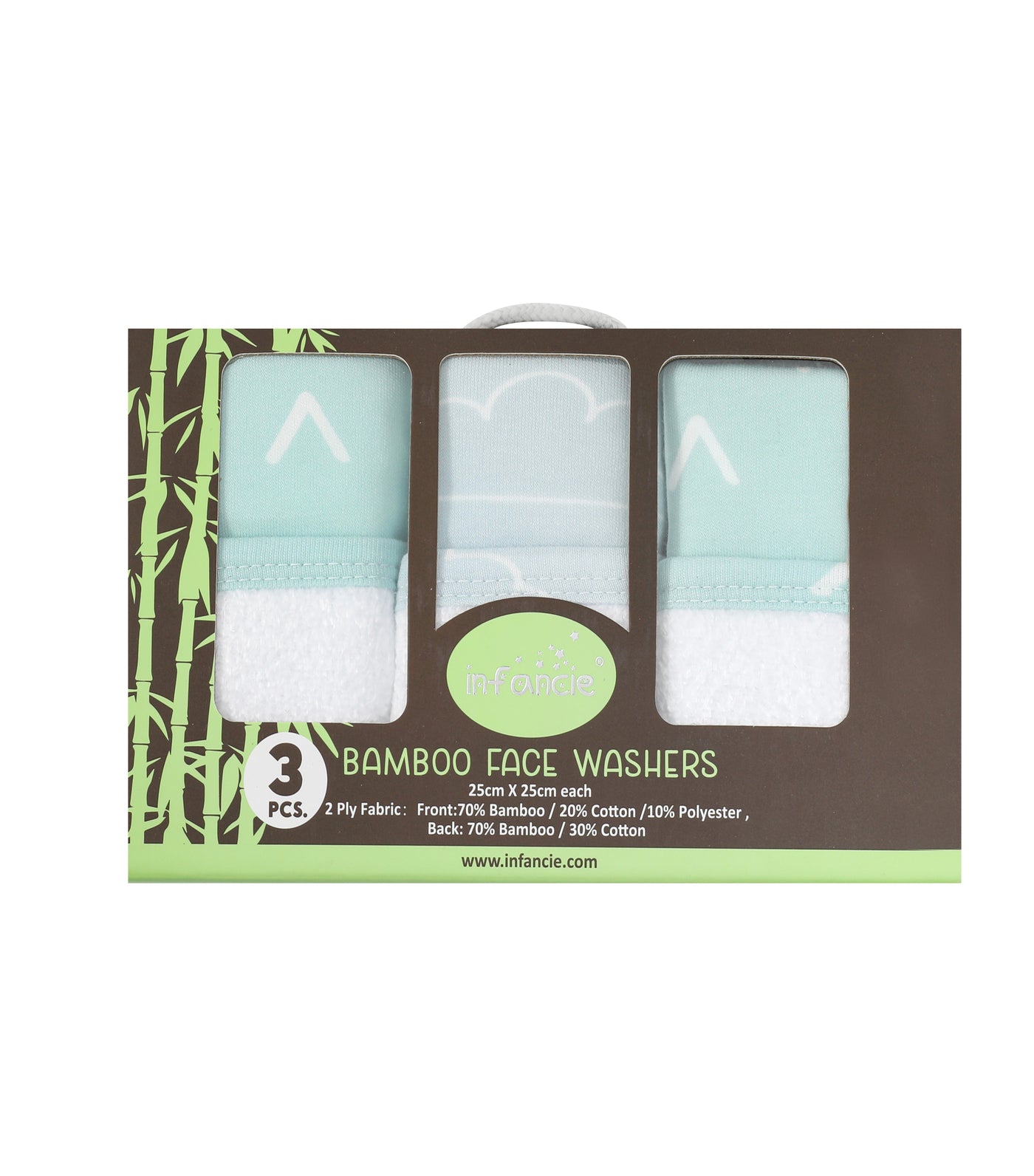 Infancie 3 Pieces Bamboo Face Washers (IT4726)