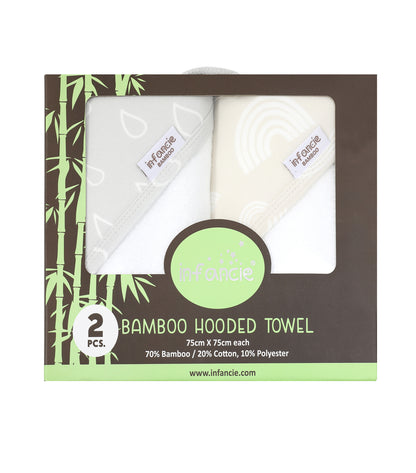 Infancie 2 Pieces Bamboo Hooded Towel (Grey & Beige/IT4721)