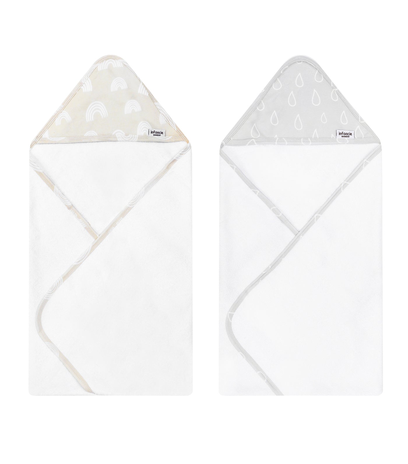Infancie 2 Pieces Bamboo Hooded Towel (Grey & Beige/IT4721)