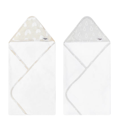Infancie 2 Pieces Bamboo Hooded Towel (Grey & Beige/IT4721)