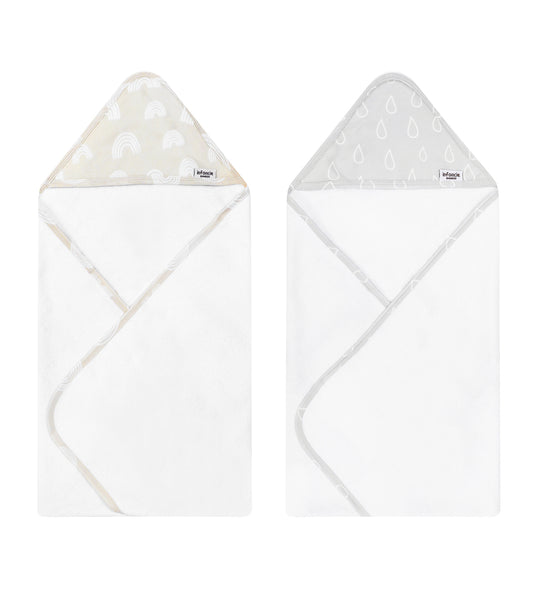 Infancie 2 Pieces Bamboo Hooded Towel (Grey & Beige/IT4721)