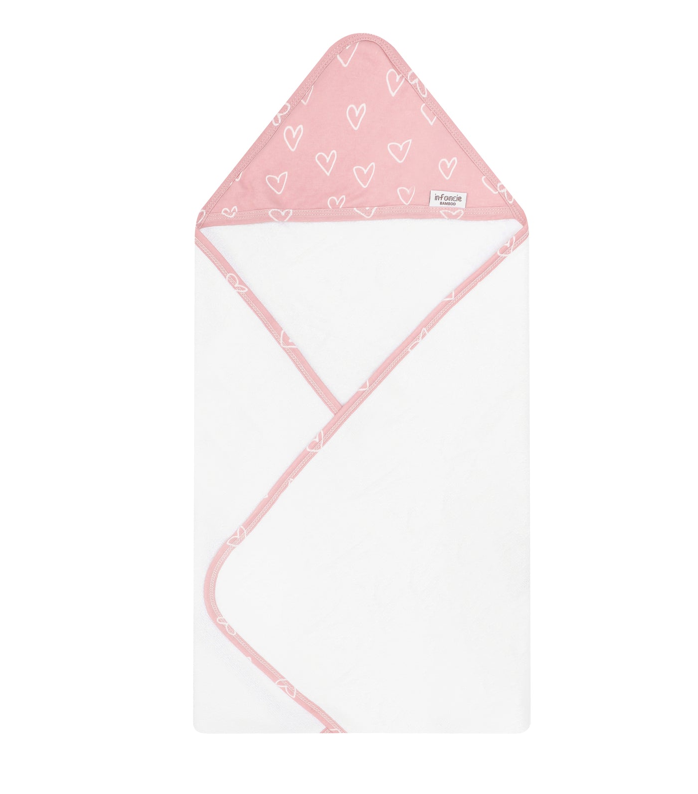 Infancie 2 Pieces Bamboo Hooded Towel (Pink & Rose/IT4722)