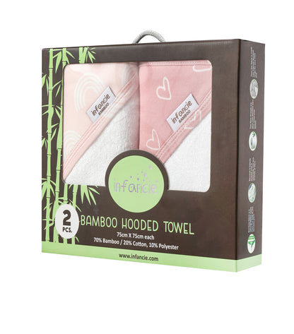 Infancie 2 Pieces Bamboo Hooded Towel (Pink & Rose/IT4722)