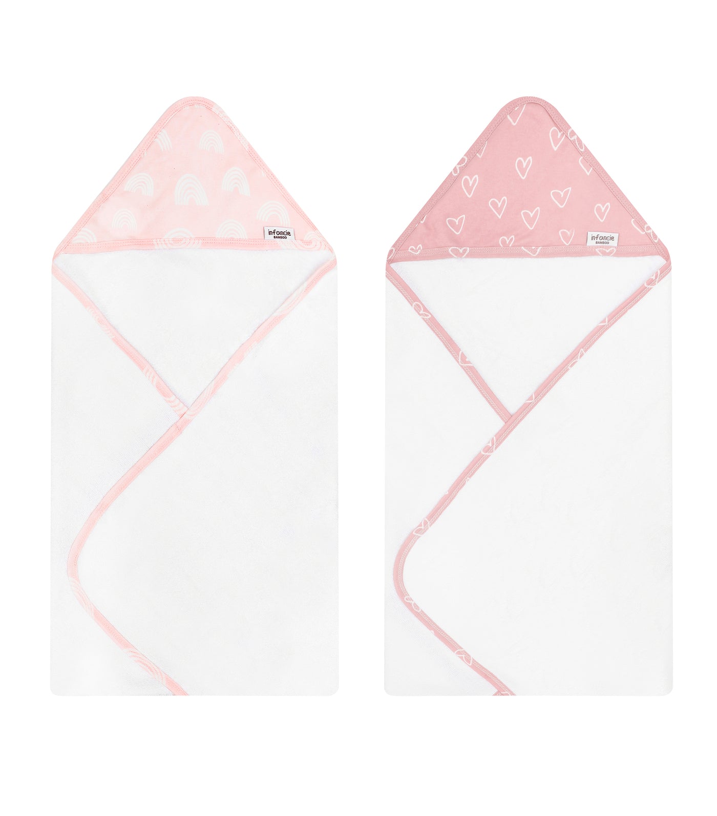 Infancie 2 Pieces Bamboo Hooded Towel (Pink & Rose/IT4722)