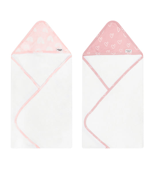 Infancie 2 Pieces Bamboo Hooded Towel (Pink & Rose/IT4722)