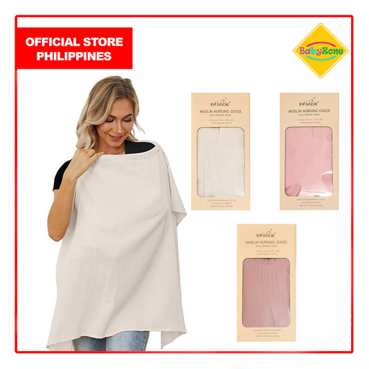 Infancie Organic Muslin Nursing Cover with Storage Pouch