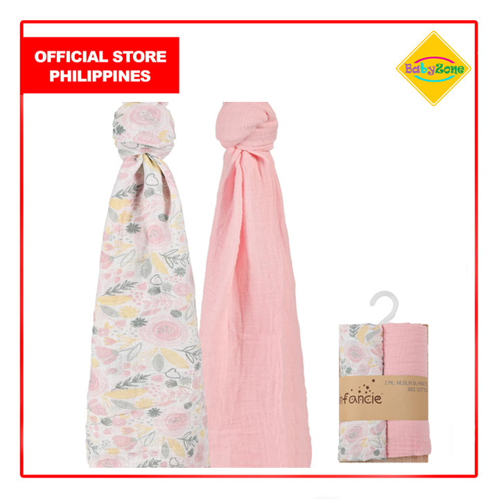 Infancie 2 Pack Muslin Blankets (IT4875/Pink Rose)