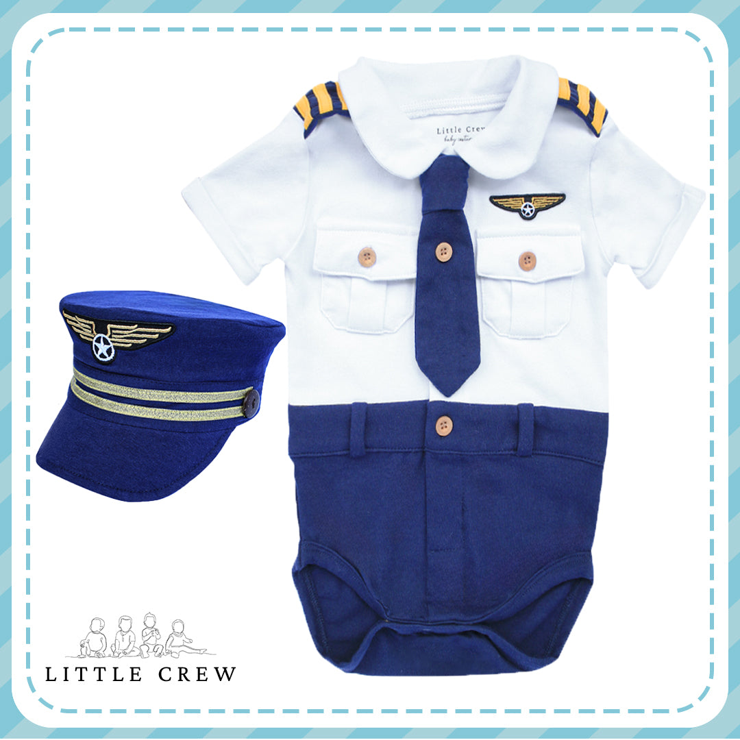 Little Crew Pilot Captain Onesie with Hat