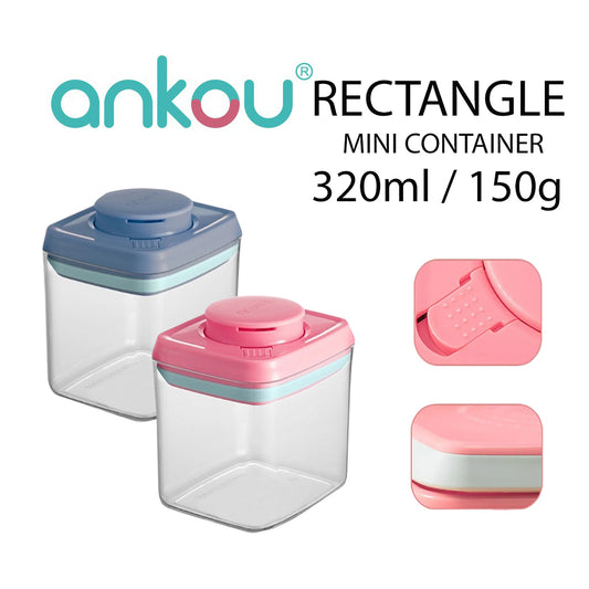 Ankou Airtight 1 Touch Multipurpose Mini Airtight Food & Milk Storage Container with Child Lock 320ml (Rectangular)