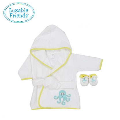 Luvable Friends Baby Bath Robe with Slipper Octopus 05246
