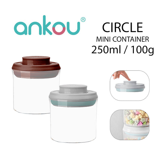 Ankou Airtight 1 Touch Multipurpose Mini Airtight Food & Milk Storage Container 250ml (Circle)