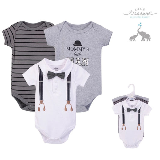 Little Treasure 3 Pack Toddler Onesies Bodysuit - Mommy Little Man 72718