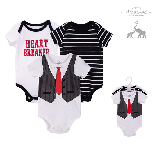 Little Treasure 3 Pack Toddler Onesies Bodysuit for Boys and Girls 72754