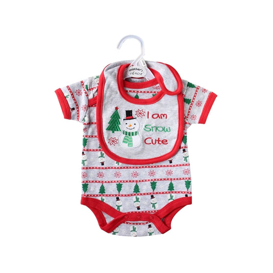 Mother's Choice 2pcs Set of Bodysuit & Bib (IT9155/I am Snow Cute) 0 - 3 Months