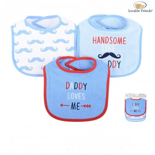 Luvable Friends Drooler Bib 3pcs Daddy Loves Me 01733