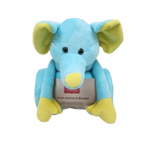 Luvena Fortuna Plush Animal and Blanket 50% Off (Elephant-33029)
