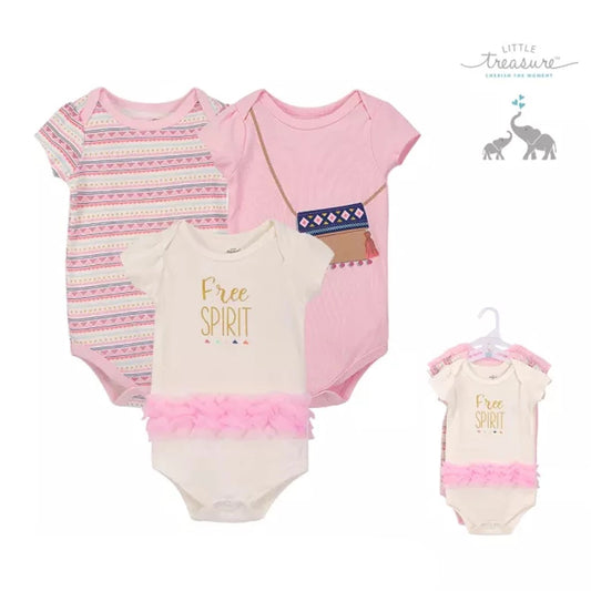 Little Treasure 3 Pack Toddler Onesies Bodysuit - Free Spirit 72214