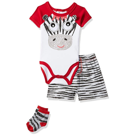 Mother's Choice 3 Piece Set of Bodysuit, Short with Socks For Boys and Girls - IT1064