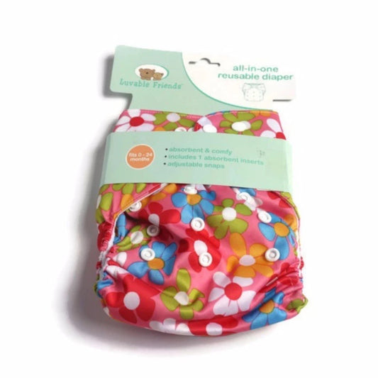 Luvable Friends Printed Cloth Diaper (Rose/Flower)