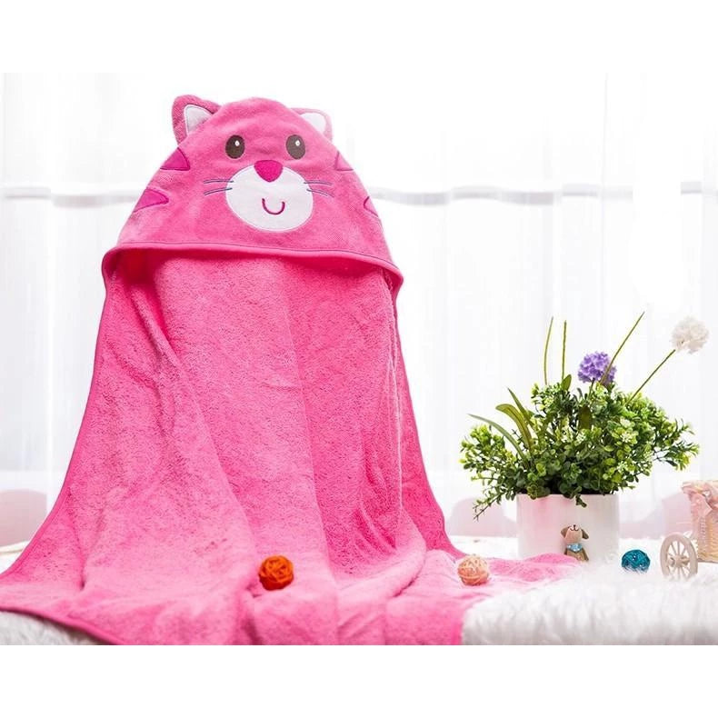 Luvable Friends Animal Hooded Towel Embroidery Cat - 05201