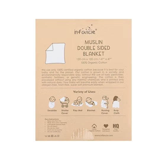 Infancie Muslin Double Sided Muslin Blanket - Rose
