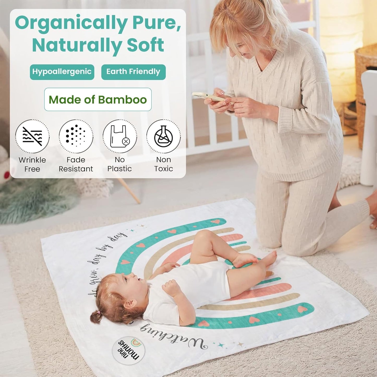 Infancie Milestone Bamboo Blanket and Card Set (IT5267)