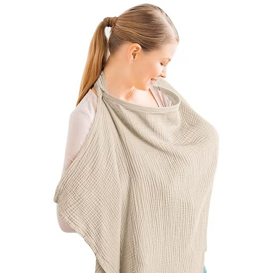 Infancie Organic Muslin Nursing Cover with Storage Pouch