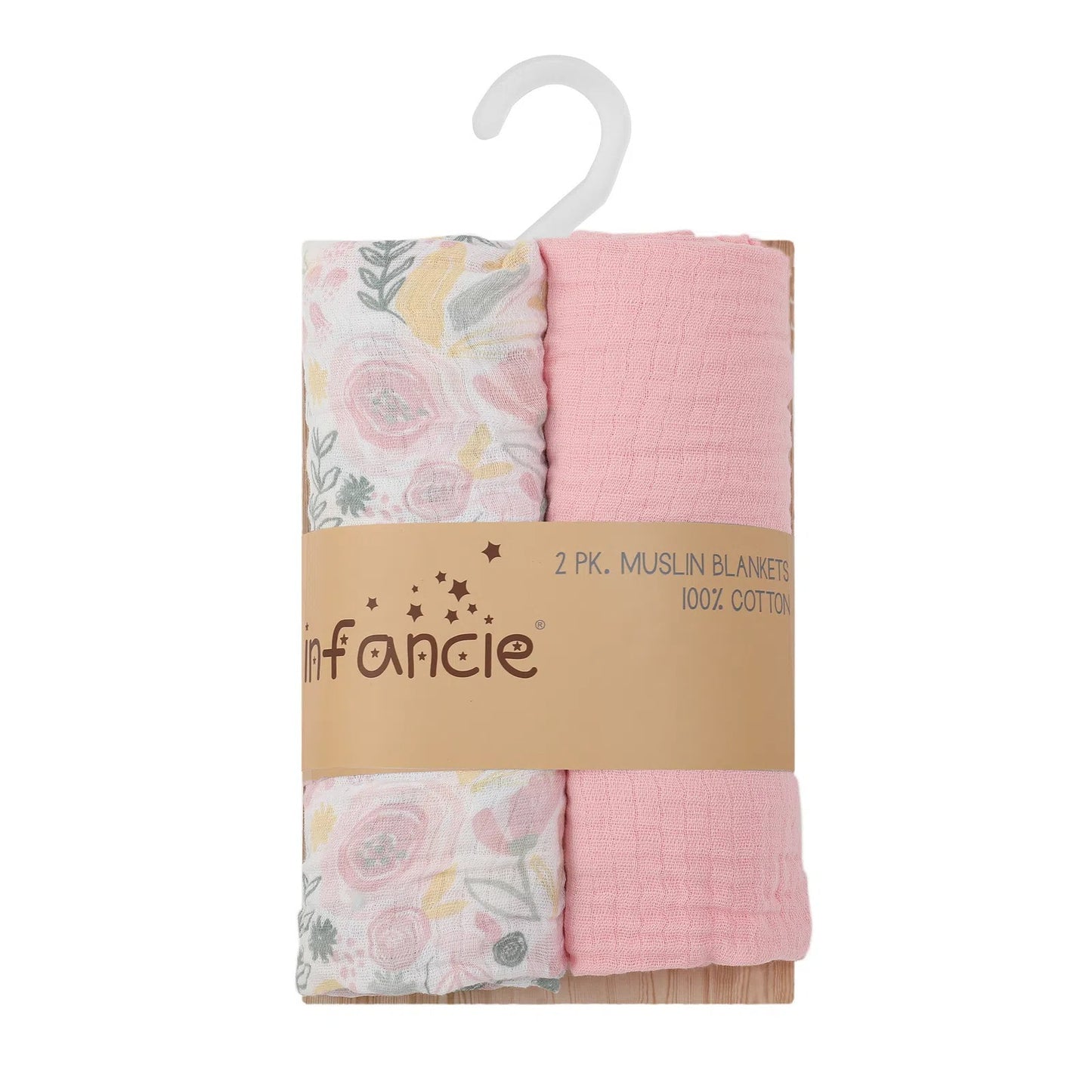 Infancie 2 Pack Muslin Blankets (IT4875/Pink Rose)