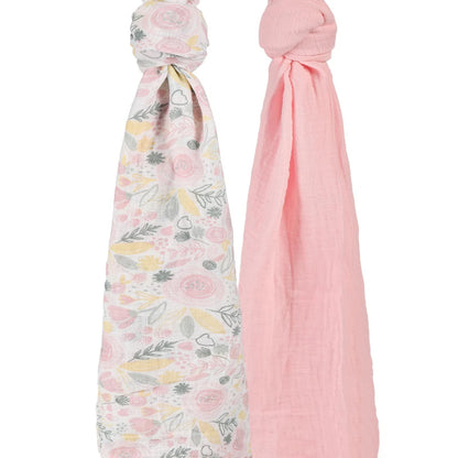 Infancie 2 Pack Muslin Blankets (IT4875/Pink Rose)