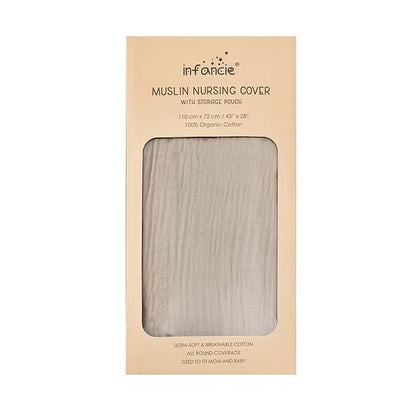 Infancie Organic Muslin Nursing Cover with Storage Pouch