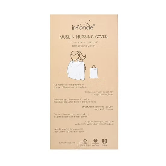 Infancie Organic Muslin Nursing Cover with Storage Pouch
