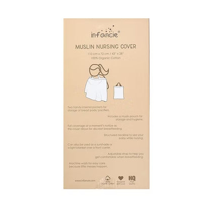 Infancie Organic Muslin Nursing Cover with Storage Pouch