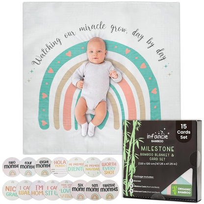 Infancie Milestone Bamboo Blanket and Card Set (IT5267)