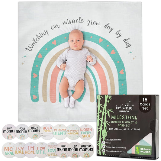 Infancie Milestone Bamboo Blanket and Card Set (IT5267)