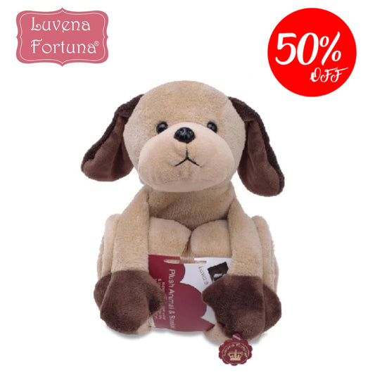 Luvena Fortuna Plush Animal and Blanket 50% Off (Dog-33003)