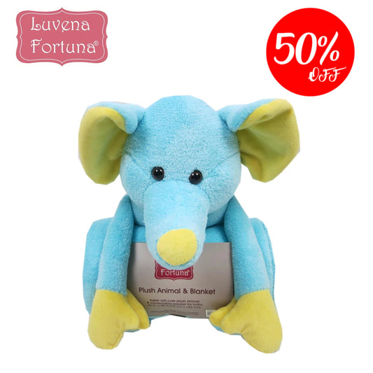 Luvena Fortuna Plush Animal and Blanket 50% Off (Elephant-33029)