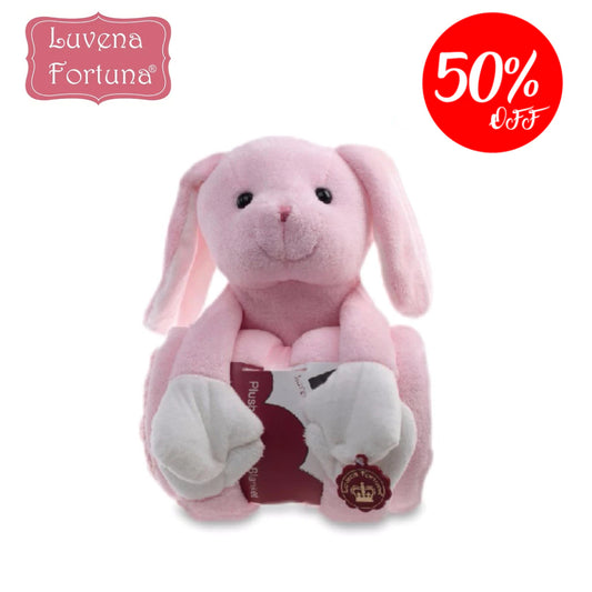 Luvena Fortuna Plush Animal and Blanket 50% Off (Rabbit-33003)