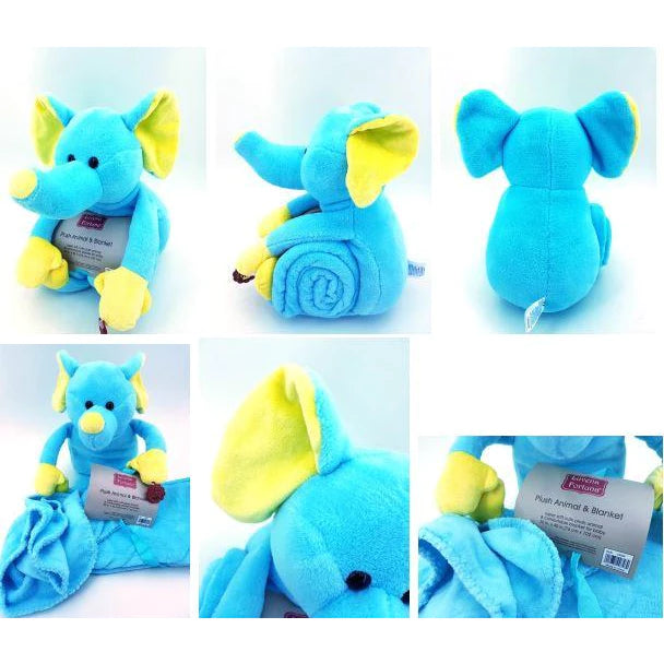 Luvena Fortuna Plush Animal and Blanket 50% Off (Elephant-33029)